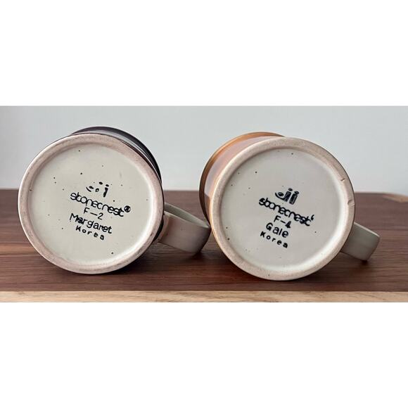 Vintage Ji Stonecrest Mug Set - Margaret F2 Gale F4 Orange Brown Cup Coffee Tea - Picture 5 of 13